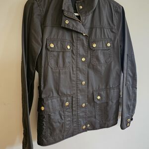 J. Crew Black Utility Jacket with Gold Buttons